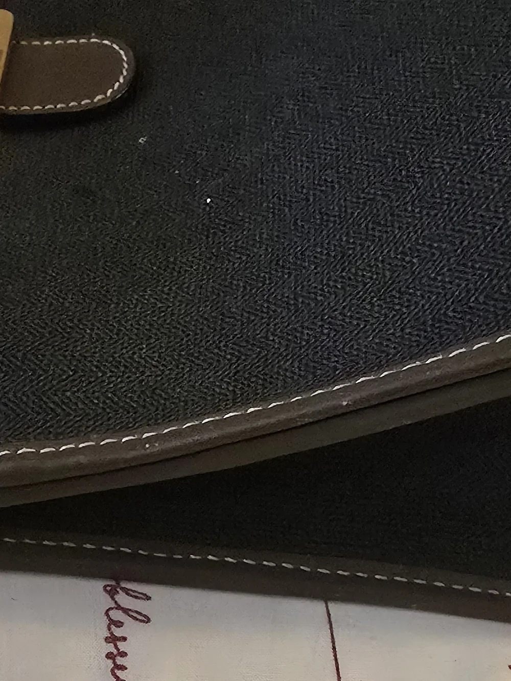Dunhill Black Canvas Clutch with Brown Leather Trim and Gold Accent-EUC!